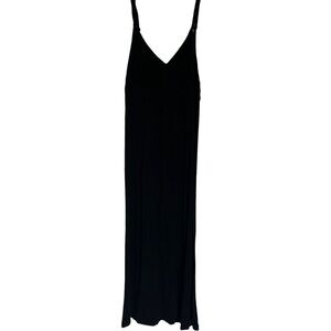 LOFT Black Spaghetti Strap Slip Maxi Dress